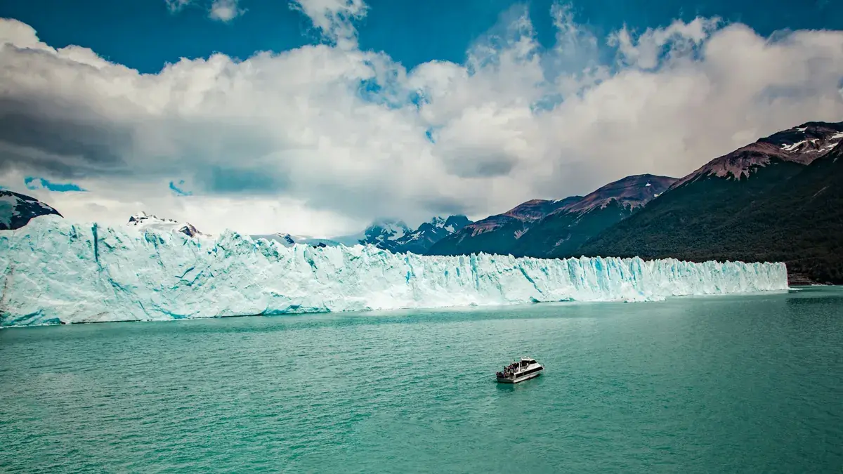 A glacier face from the water